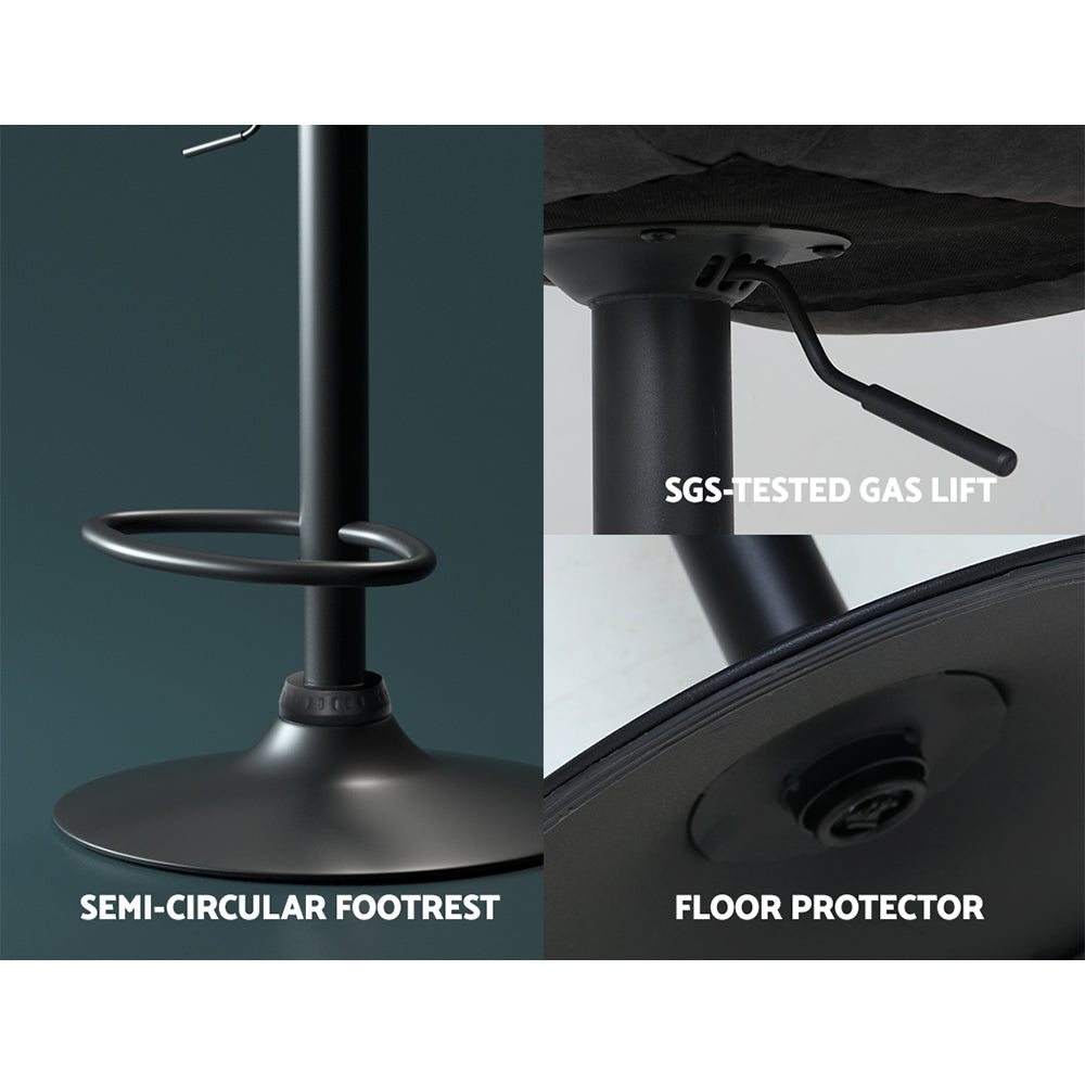 Set of 2 Barcelona Bar Stools Kitchen Stool Chairs Metal Barstool Dining Chair - Black