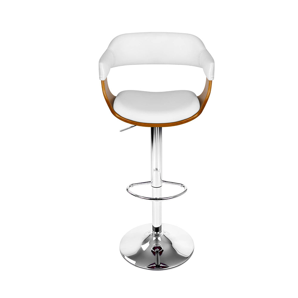 Set of 2 Chalcis Wooden PU Leather Bar Stool - White & Wood