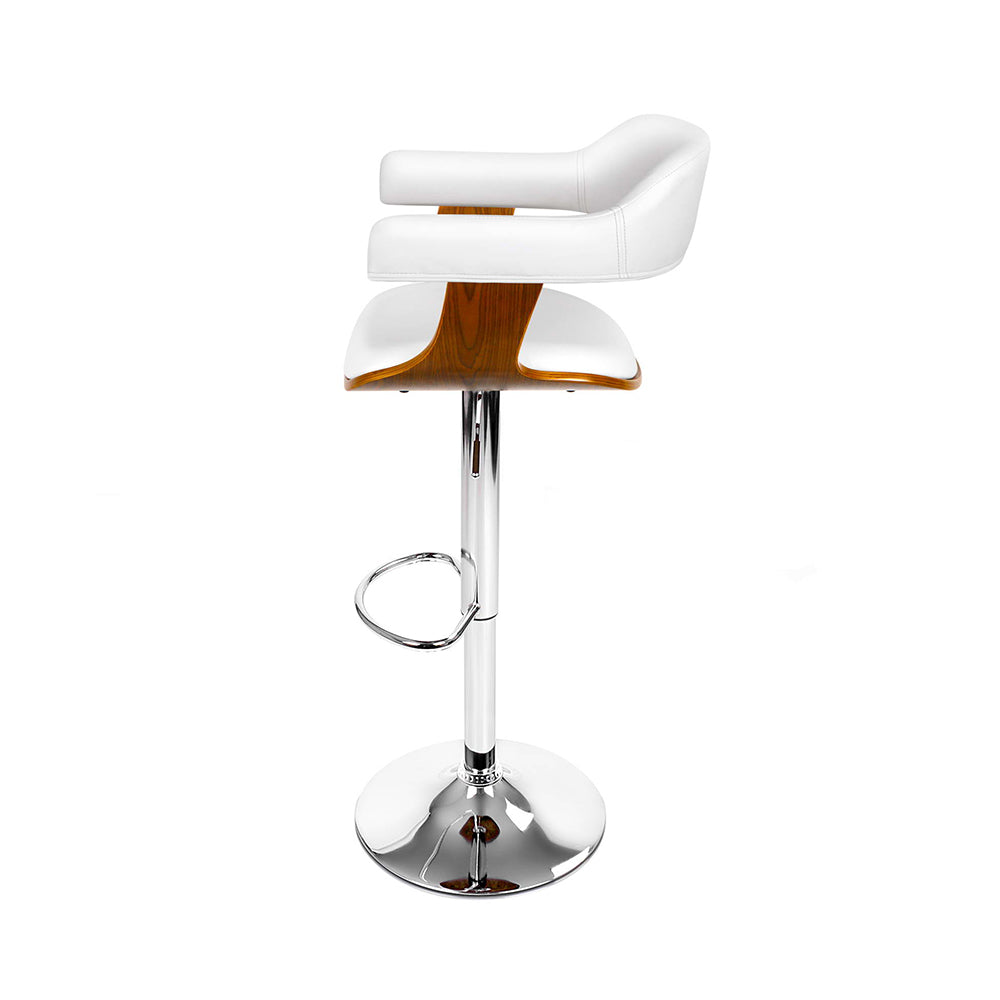 Set of 2 Chalcis Wooden PU Leather Bar Stool - White & Wood