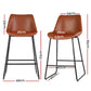Set of 2 Toulon Bar Stools Kitchen Metal Bar Stool Dining Chairs PU Leather - Brown