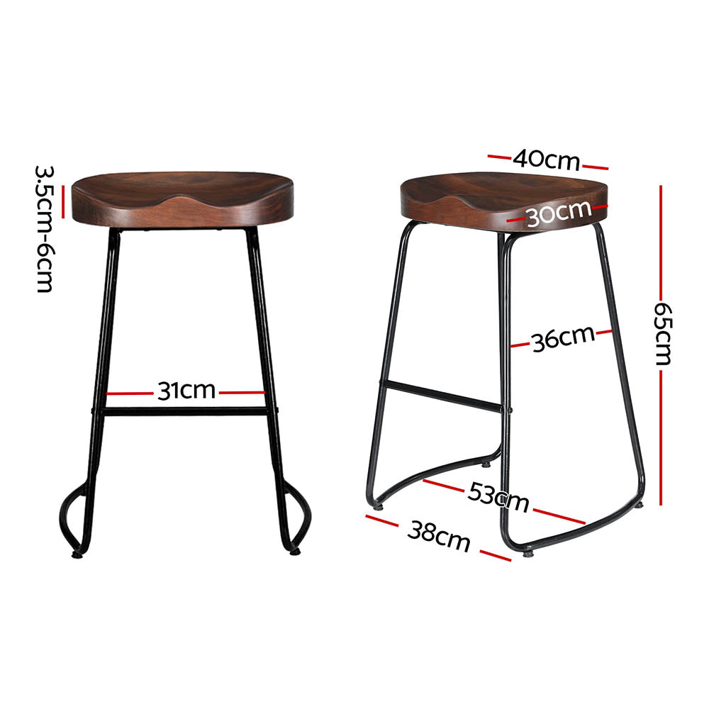 Set of 2 Reggio Tractor Seat Bar Stools - Black