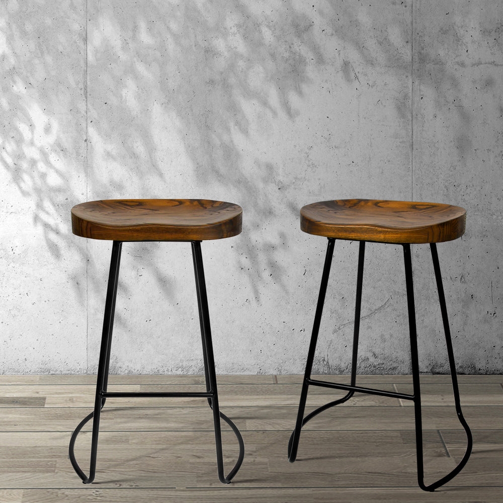 Set of 2 Reggio Tractor Seat Bar Stools - Black