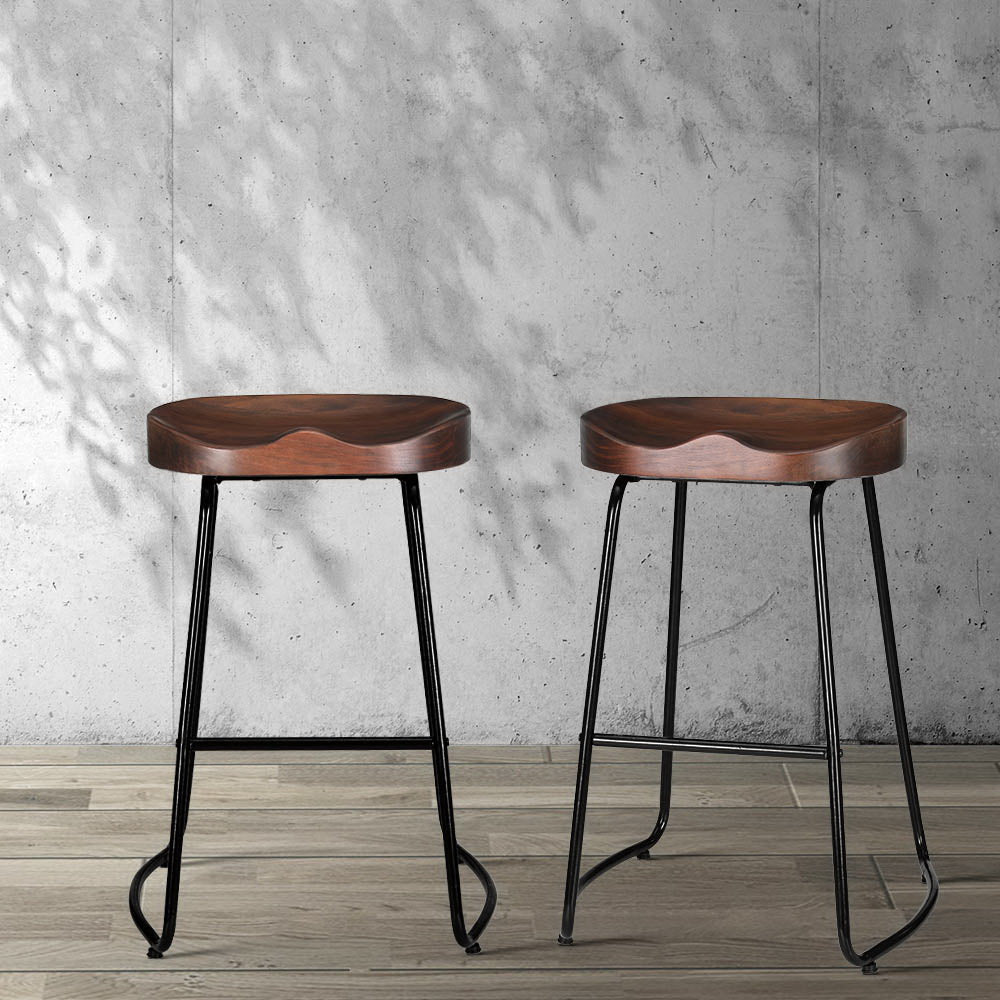 Set of 2 Reggio Tractor Seat Bar Stools - Black