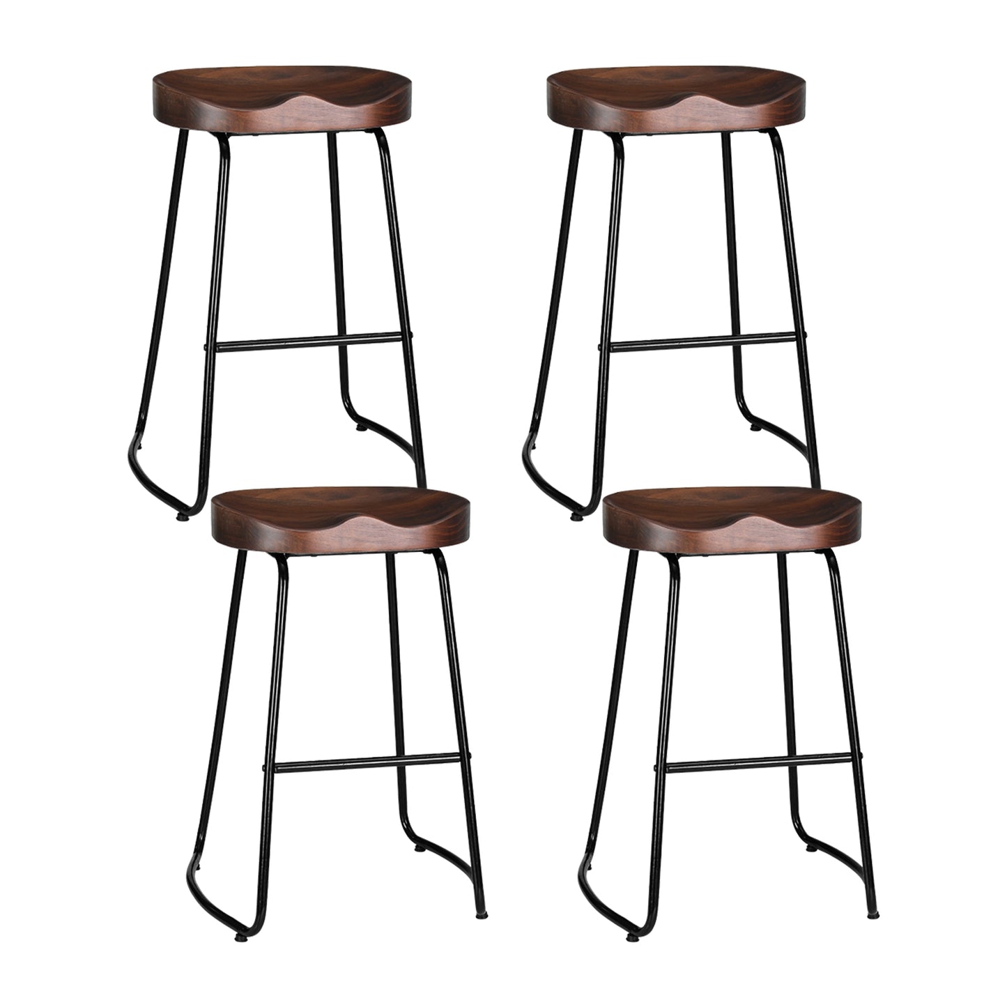 Set of 4 Reggio Tractor Seat Bar Stools - Wood