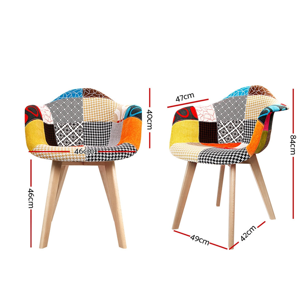 Hollis Set of 2 Fabric 84cm Dining Chairs - Multicolour