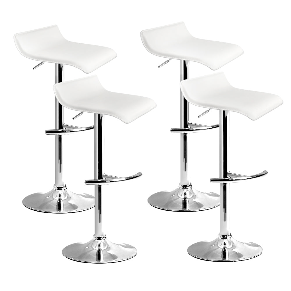 Set of 4 Terni PU Leather Wave Style Bar Stools - White