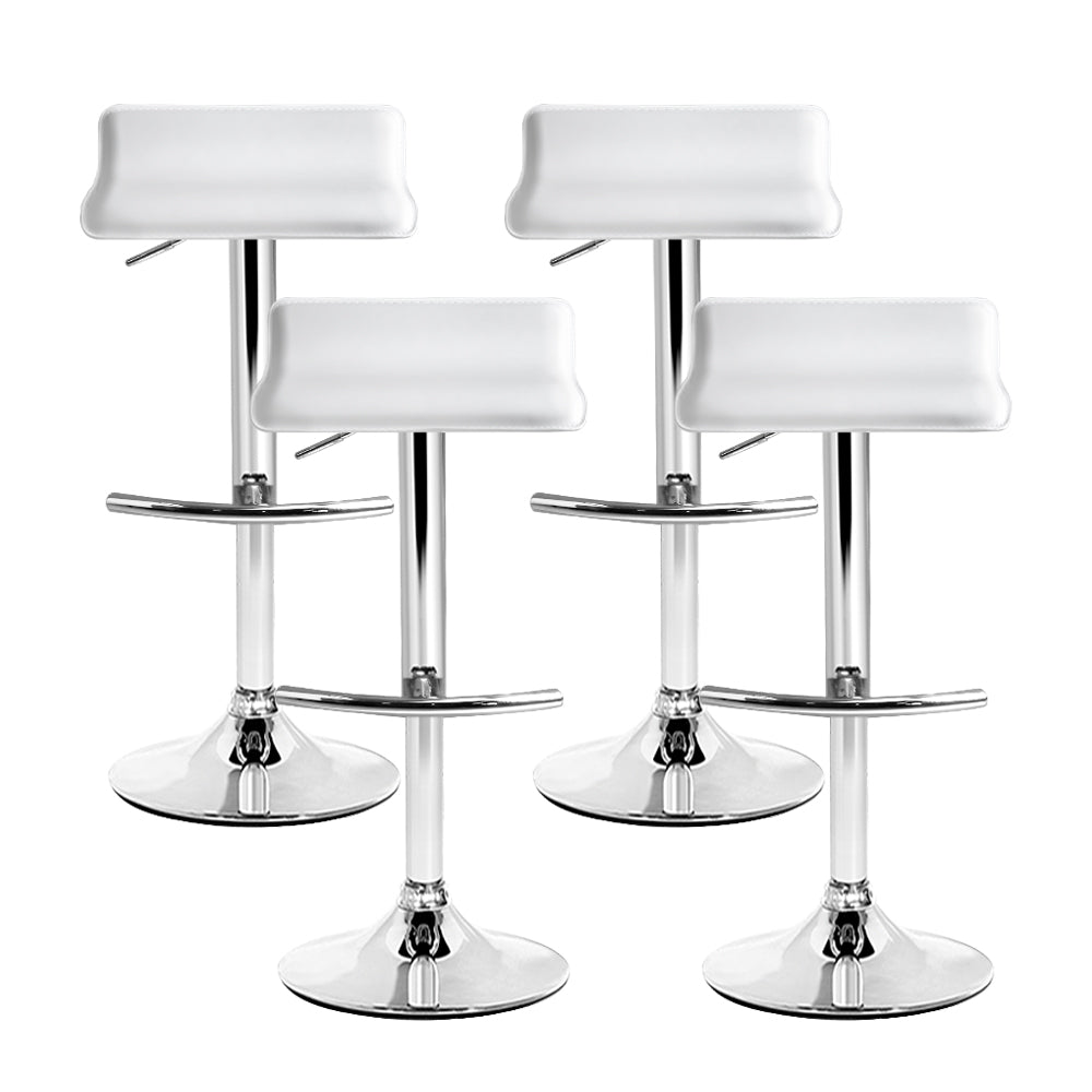 Set of 4 Terni PU Leather Wave Style Bar Stools - White