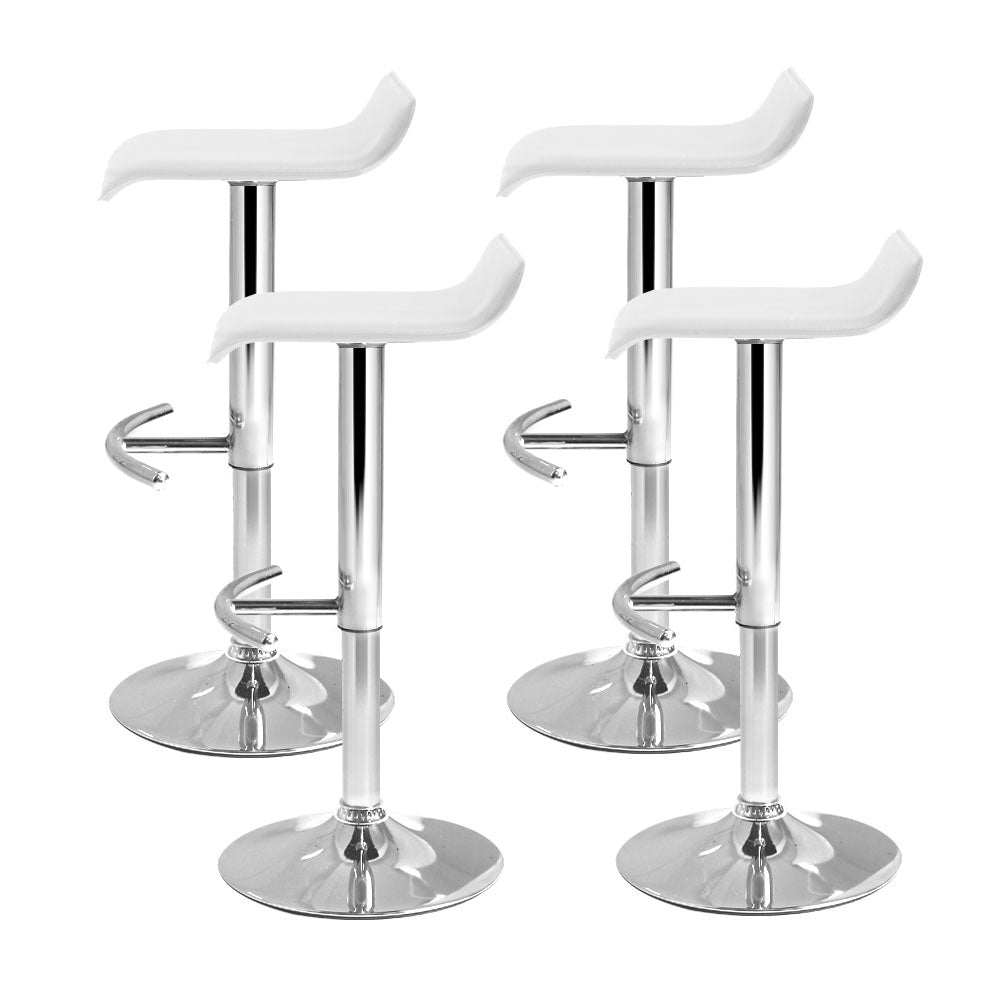 Set of 4 Terni PU Leather Wave Style Bar Stools - White