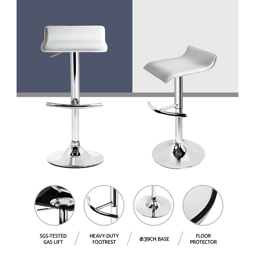 Set of 4 Terni PU Leather Wave Style Bar Stools - White