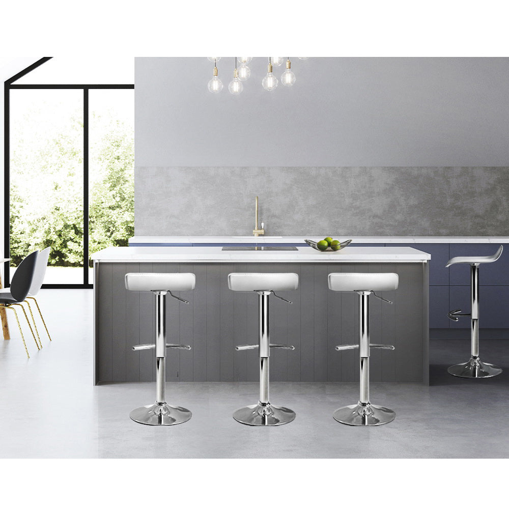 Set of 4 Terni PU Leather Wave Style Bar Stools - White