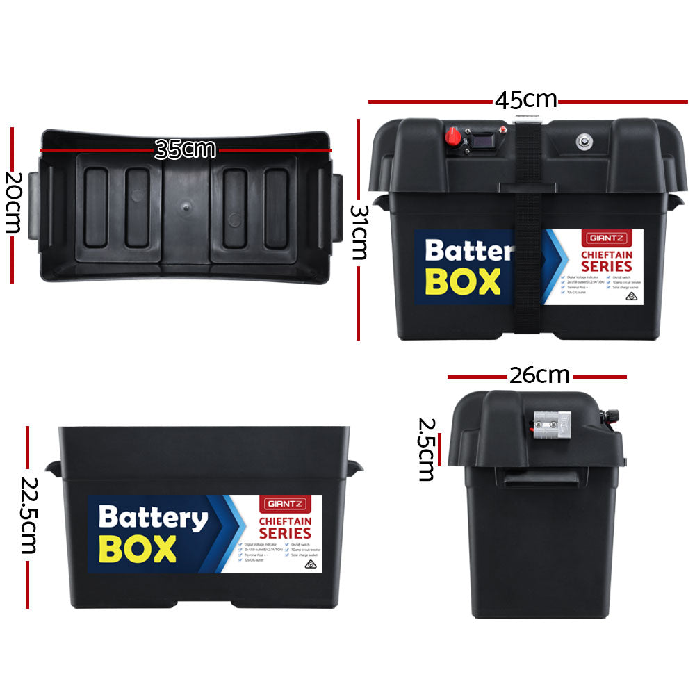 Battery Box 12v XL Deep Cycle Portable Solar Caravan Camping