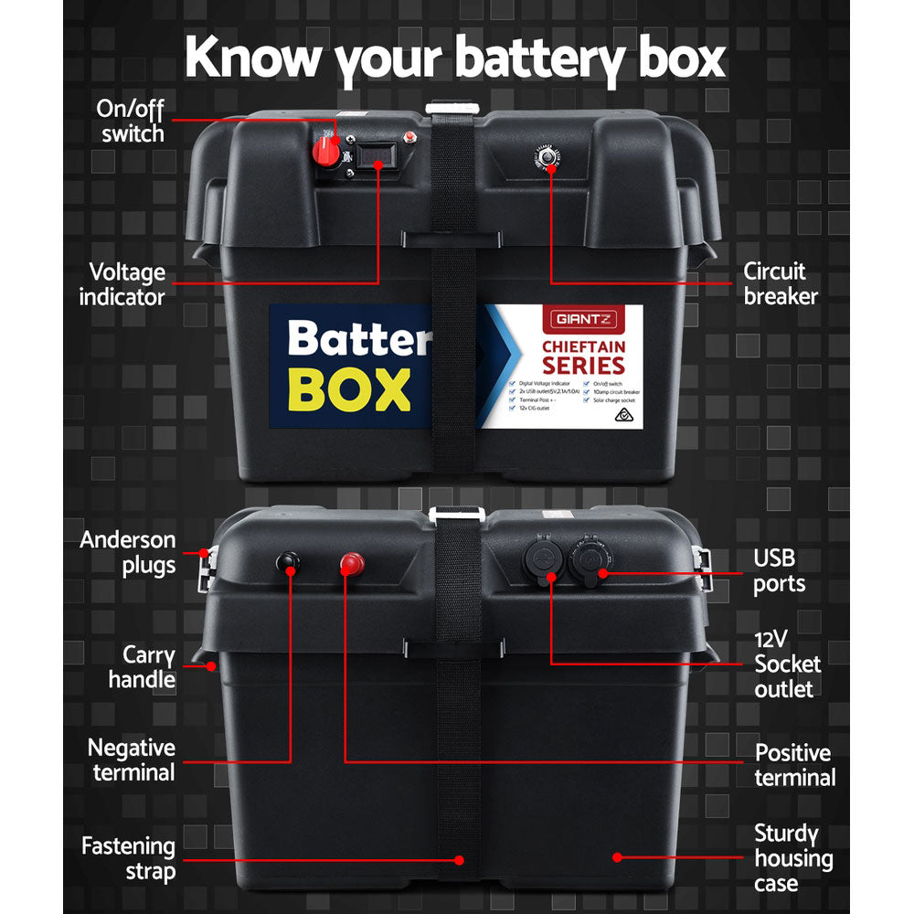 Battery Box 12v XL Deep Cycle Portable Solar Caravan Camping