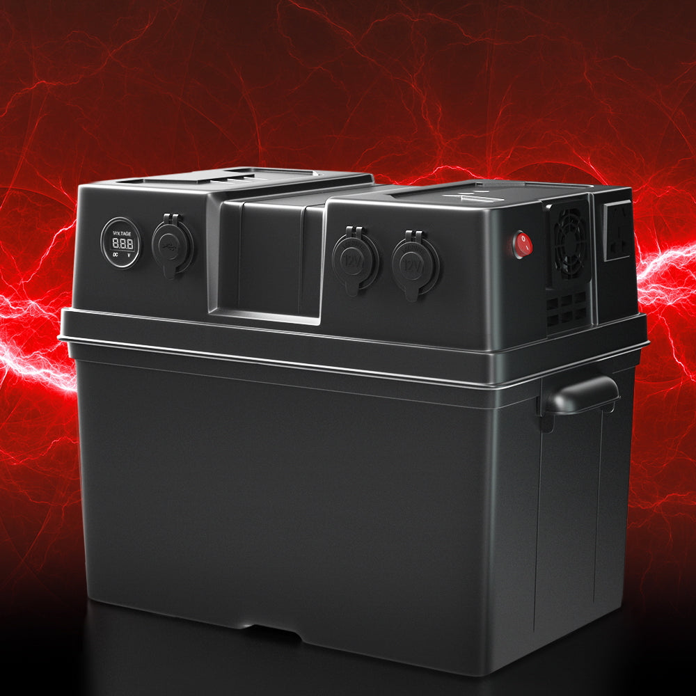 Battery Box 500W Inverter Deep Cycle Battery Portable Caravan Camping USB
