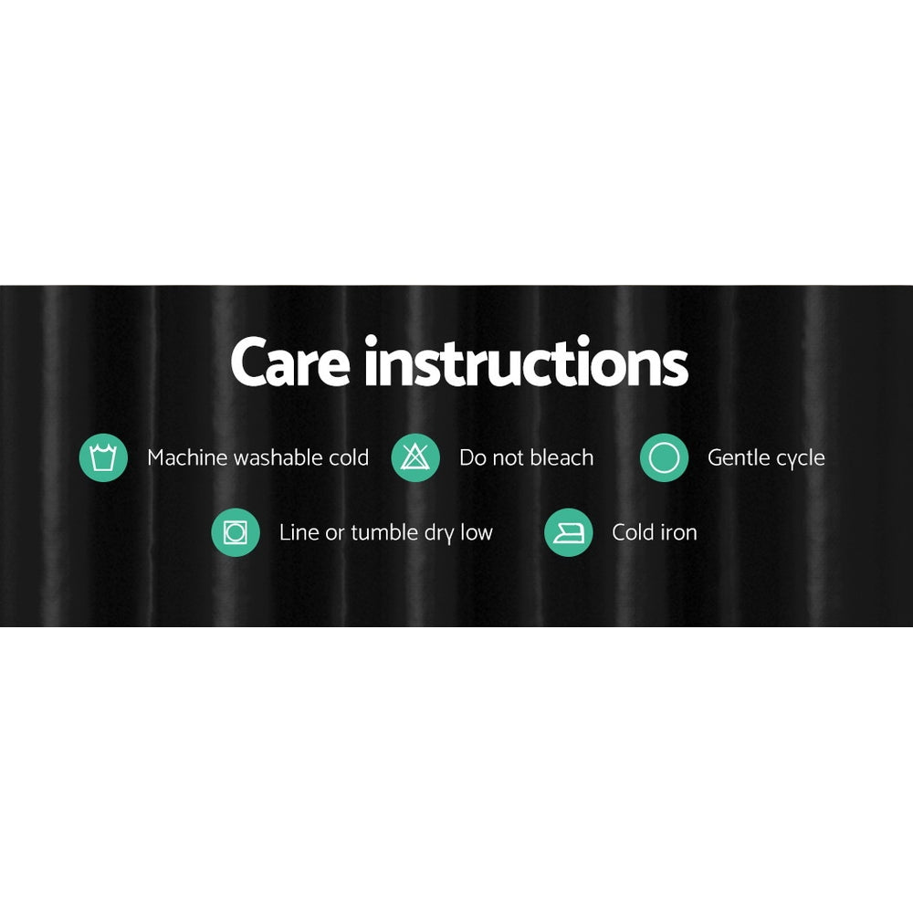 Set of 2 Blockout Curtains Blackout Window Curtain Eyelet 140x230cm Black Shine