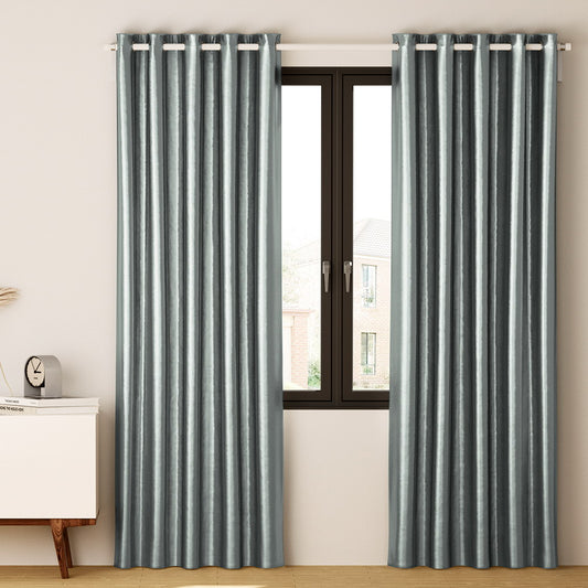 Set of 2 Blockout Curtains Blackout Window Curtain Eyelet 140x230cm Grey Shine