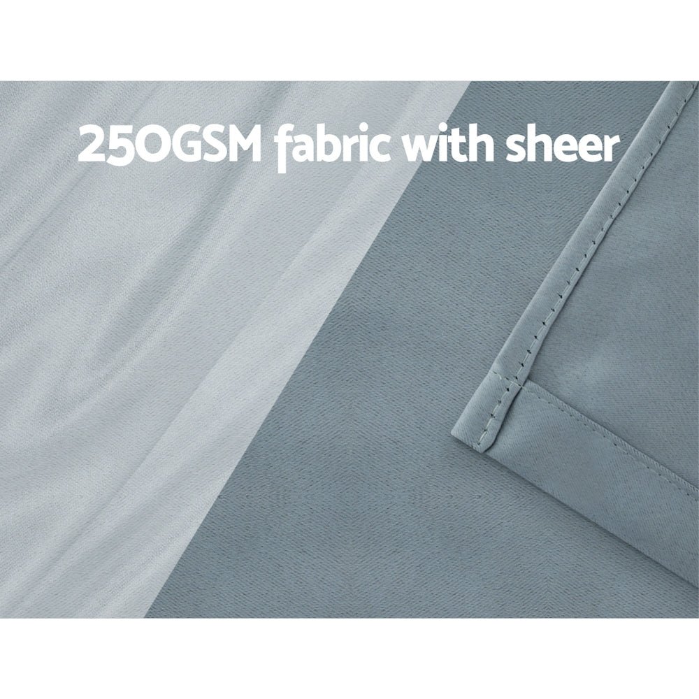 Set of 2 132x242cm Blockout Sheer Curtains Light Grey