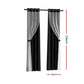 Set of 2 132x274cm Blockout Sheer Curtains Black