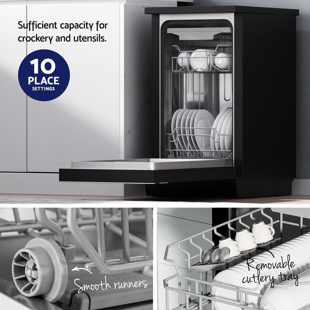 10 Place Settings Freestanding Dishwasher - Black