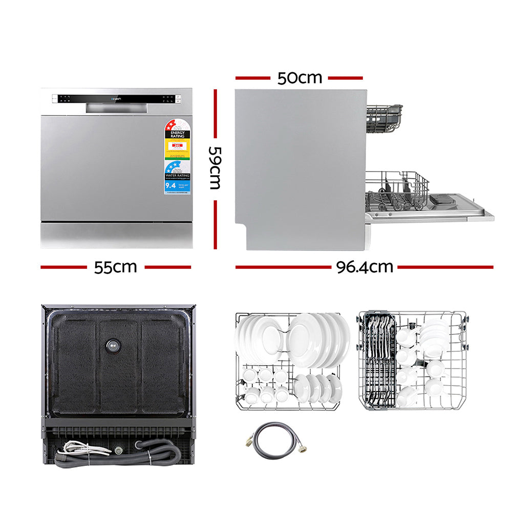 8 Place Settings Benchtop Dishwasher Sliver