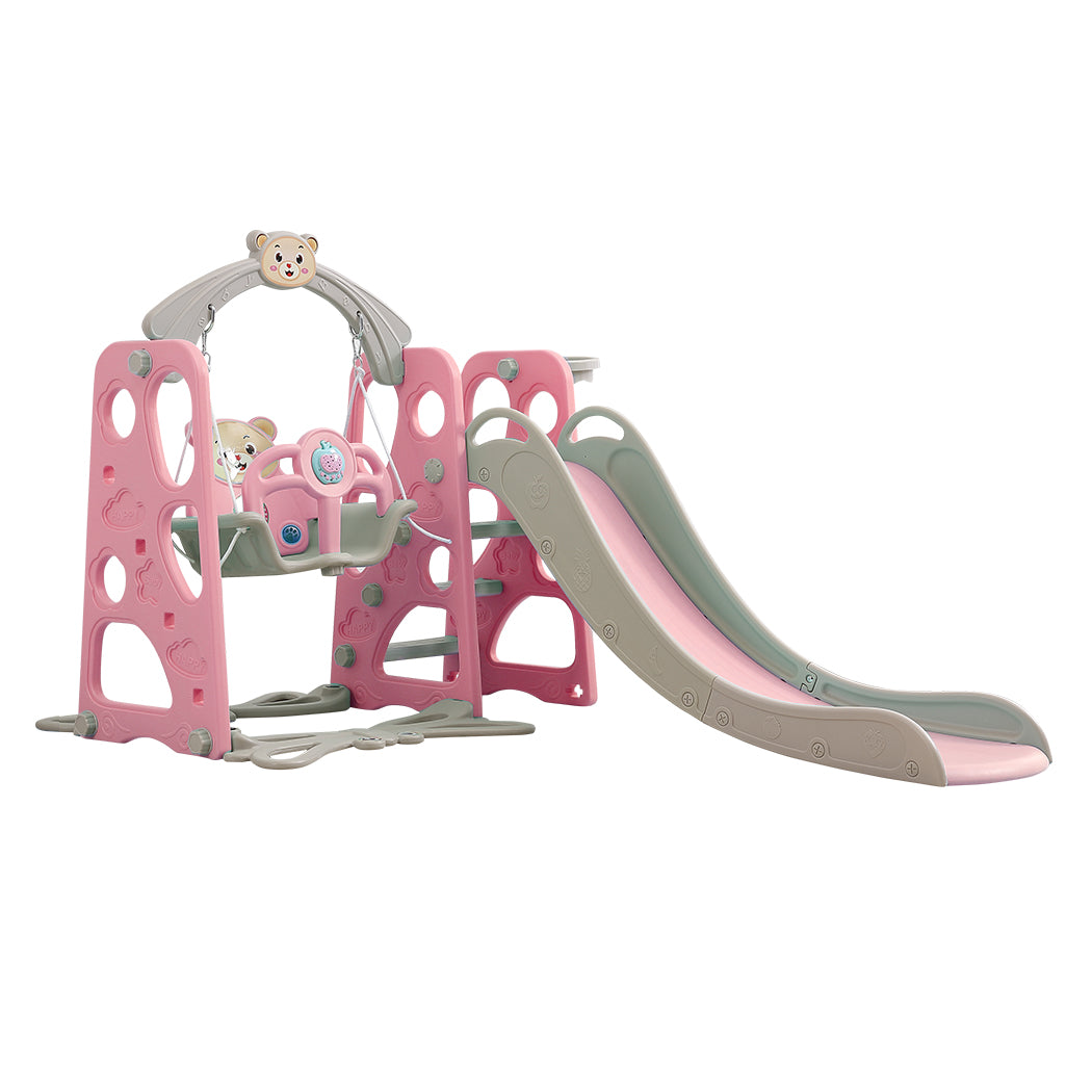 Kids Slide Swing Basketball Ring Activity Centre Toddlers Play Set Pink