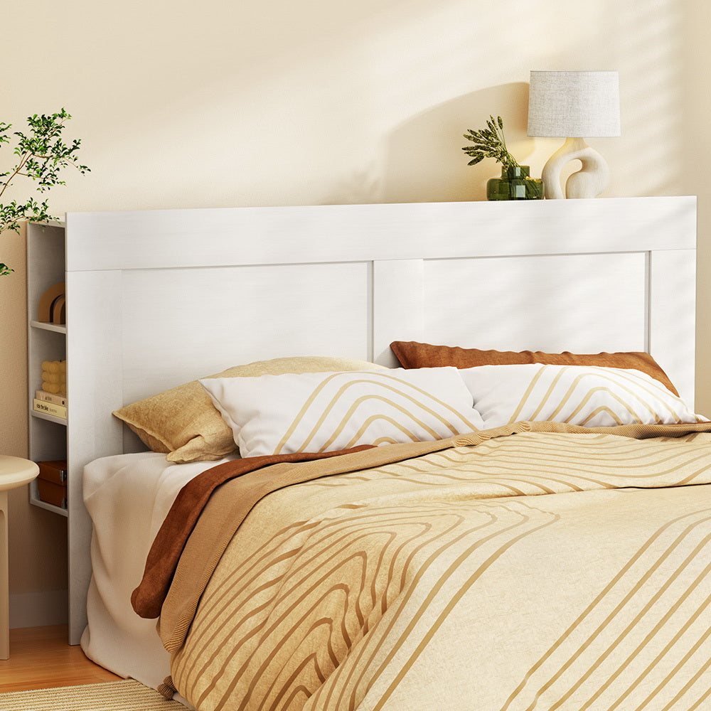 Bed Head With Shelves Headboard Bedhead Base - White King