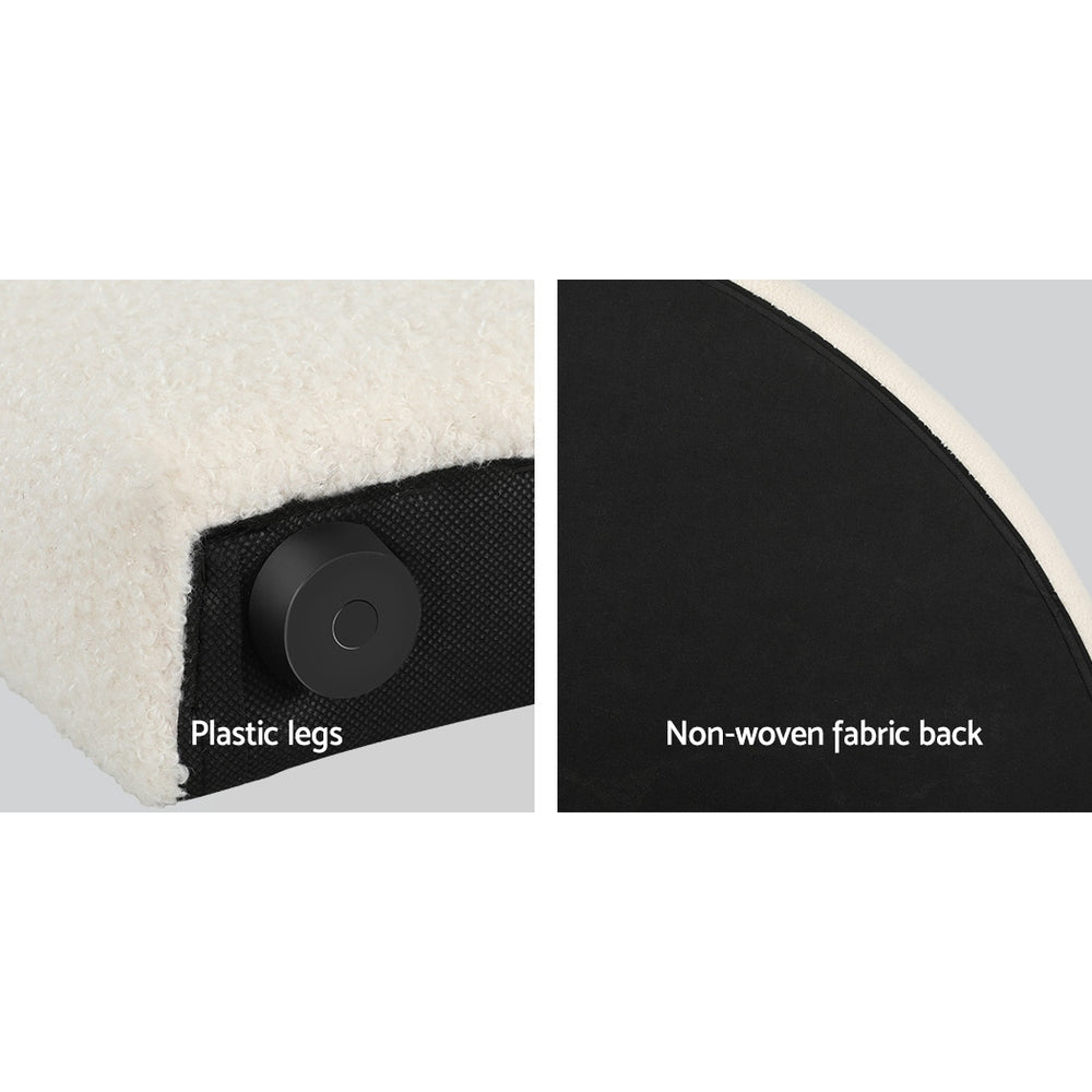 Bed Head Bouclé Headboard Bedhead Base - White Queen