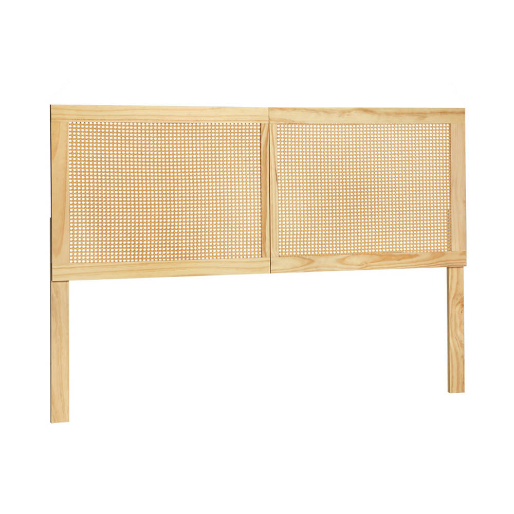 Rattan Bed Head Headboard Bedhead Base - Pine Double