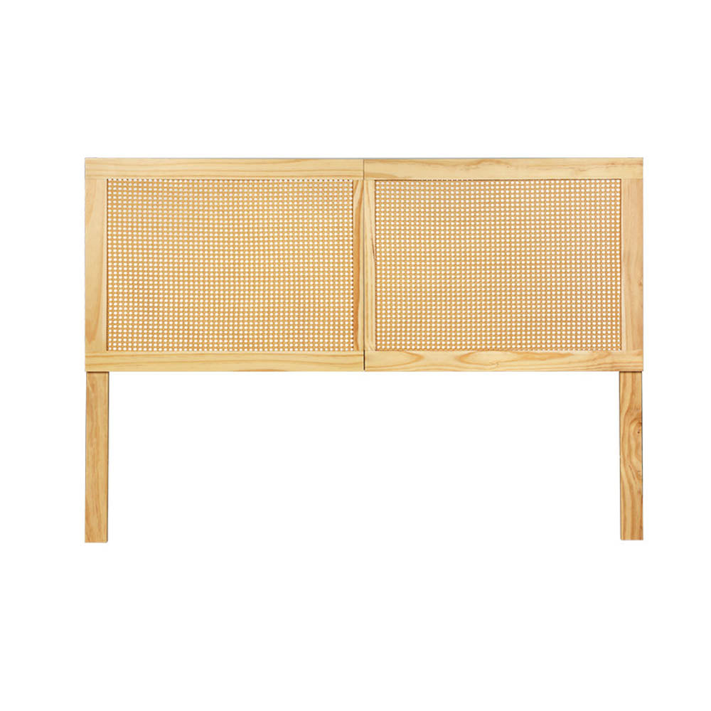 Rattan Bed Head Headboard Bedhead Base - Pine Double