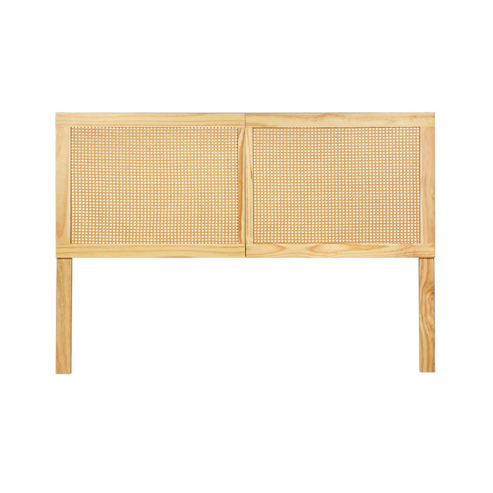 Rattan Bed Head Headboard Bedhead Base - Pine Queen