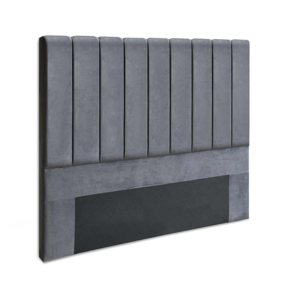 Bed Head Headboard Bedhead Velvet Frame Base - Grey Double