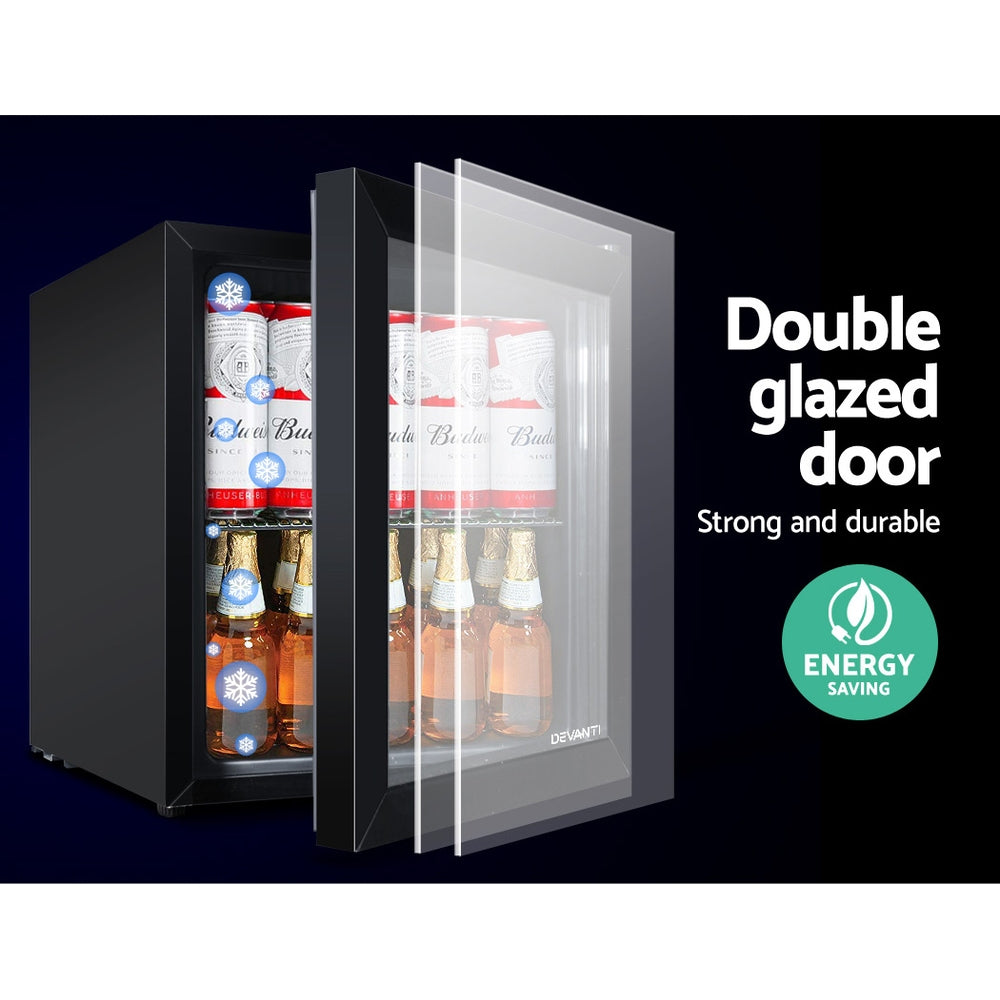 46L Glass Door Bar Fridge Mini Countertop Freezer Fridges Bottle Cooler