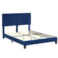 Cheyenne Bed Frame Base Platform Wooden Velvet with Headboard Blue - Double