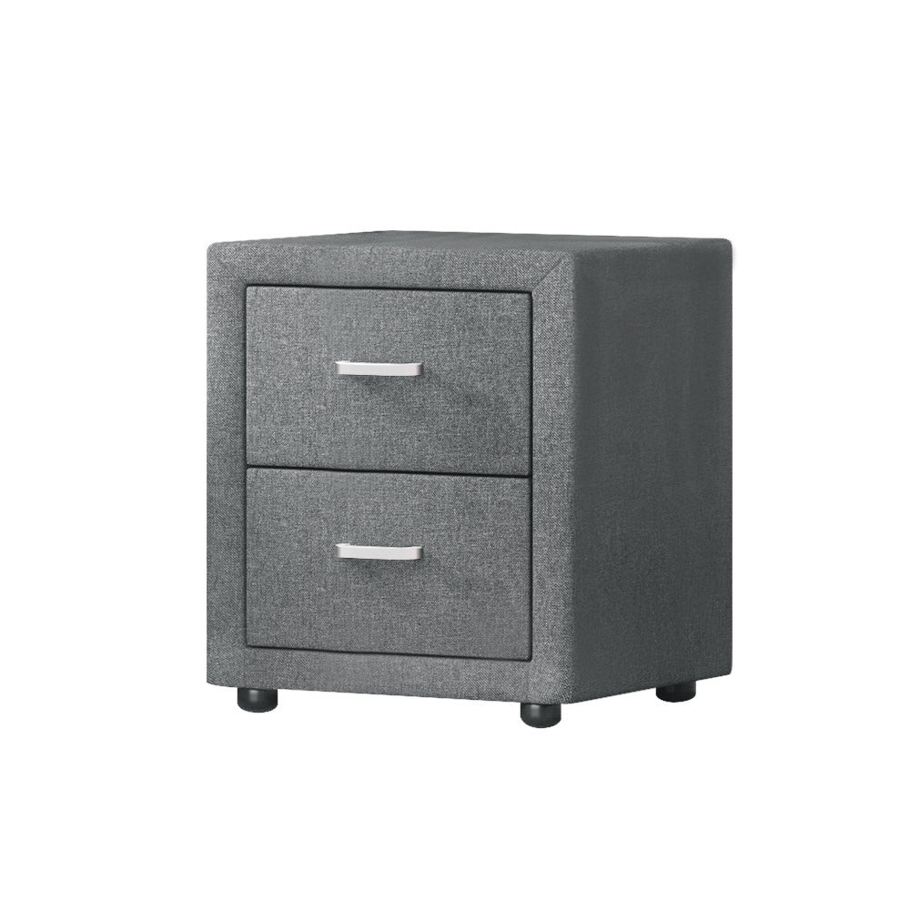 Kildonan PVC Leather Bedside Tables with 2 Drawers - Grey