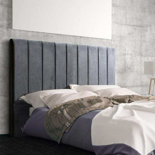 Bed Headboard Velvet - Grey Queen