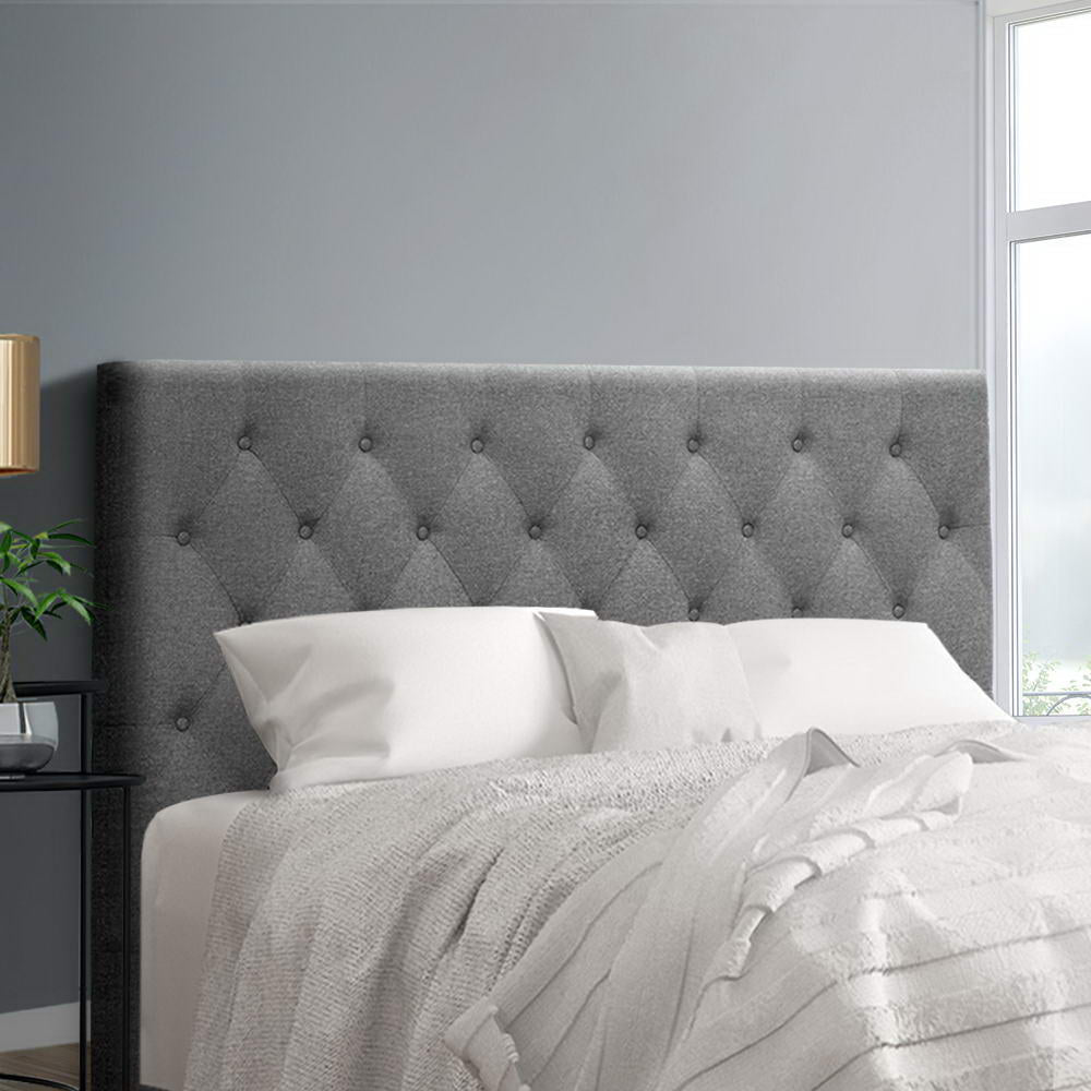 Bed Headboard Fabric Frame Base - Grey Queen