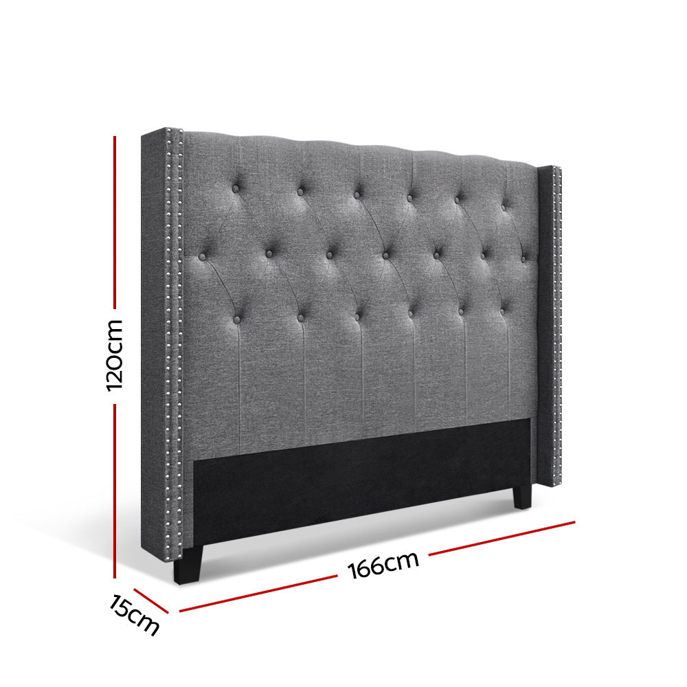Bed Headboard Fabric - Grey Queen