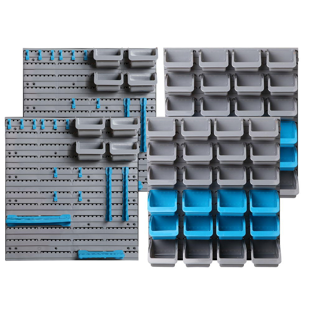 88 Parts Wall-Mounted Storage Bin Rack Tool Garage Shelving Organiser Box