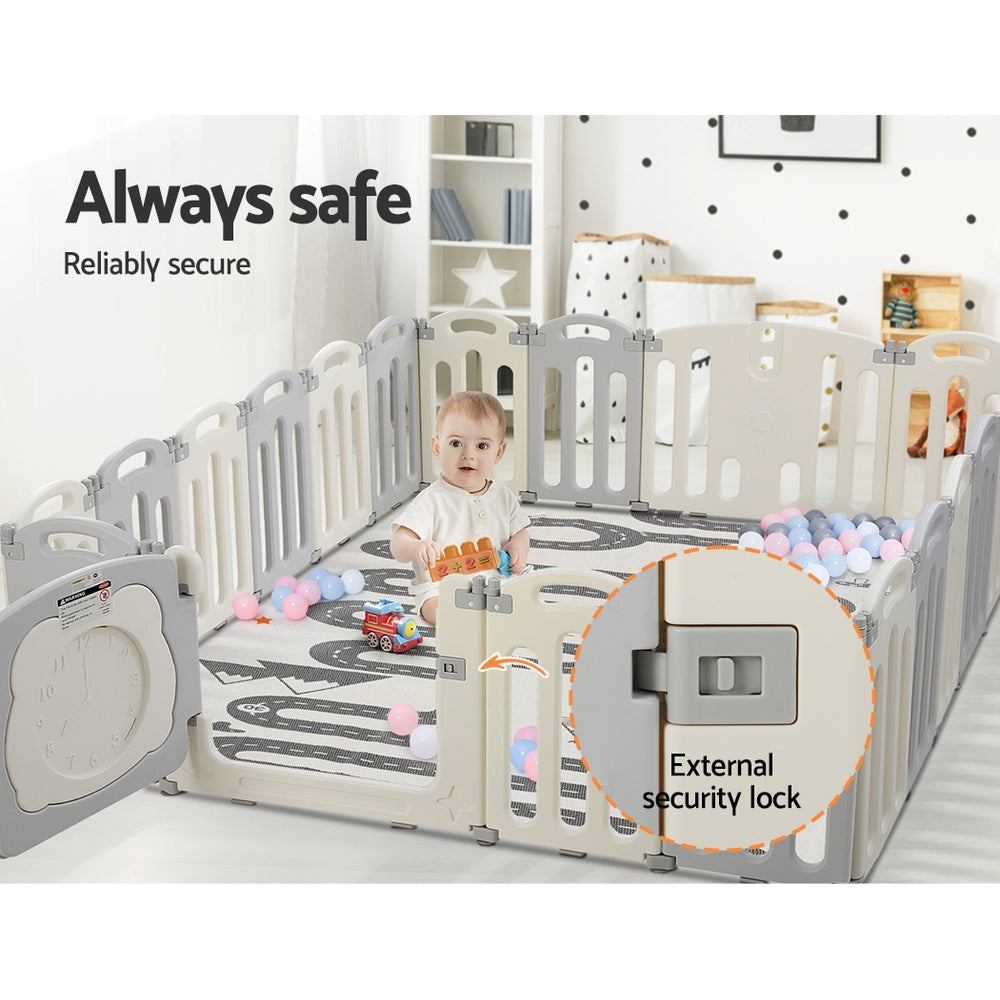 Baby Playpen 20 Panels Foldable Toddler Fence Safety Play Activity Centre