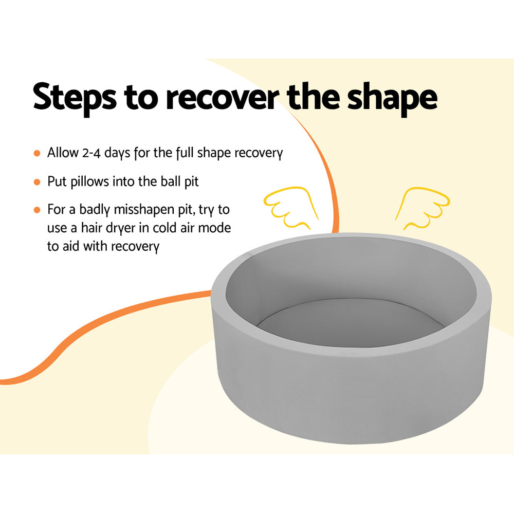 Ocean Foam Ball Pit with Balls Kids Play Pool Barrier Toys 90x30cm Grey