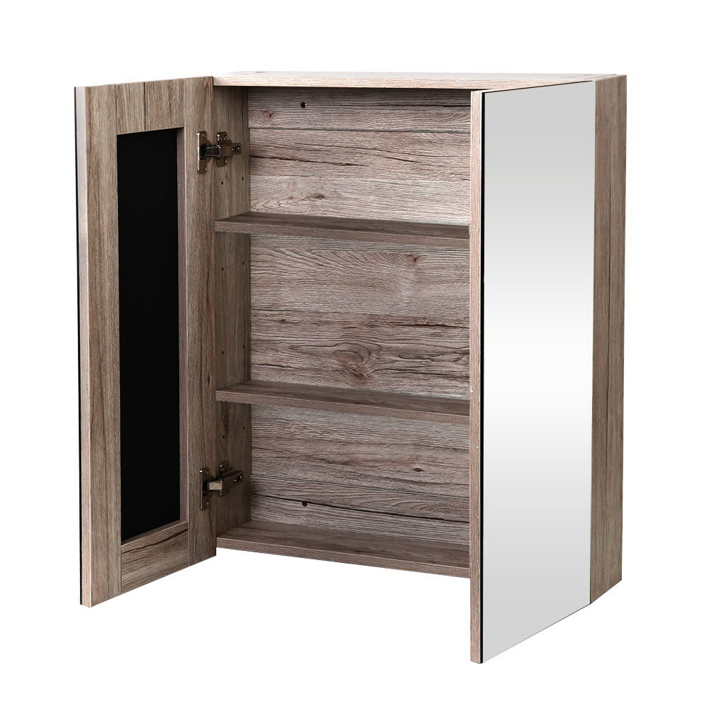 Bathroom Mirror Cabinet Vanity Medicine Shave Wooden Natural 600mm x720mm