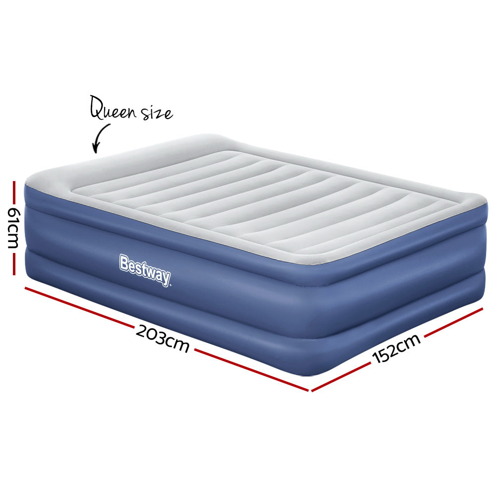 Factory Buys 61cm Air Mattress Inflatable Bed Airbed - Blue Queen