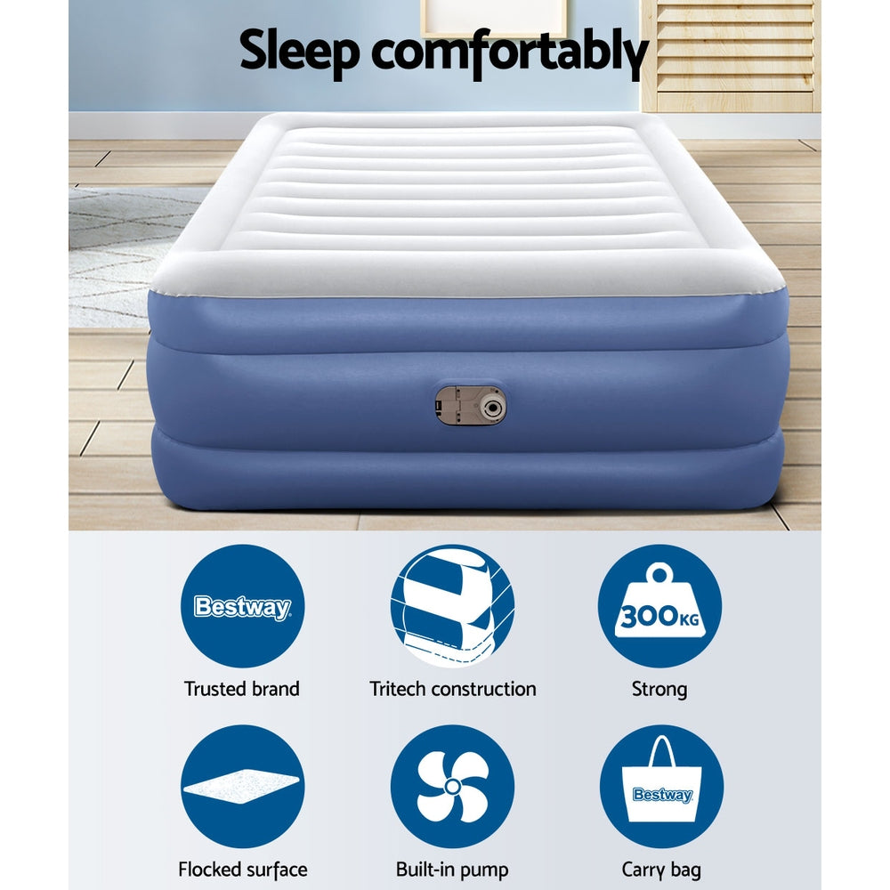 Factory Buys 61cm Air Mattress Inflatable Bed Airbed - Blue Queen