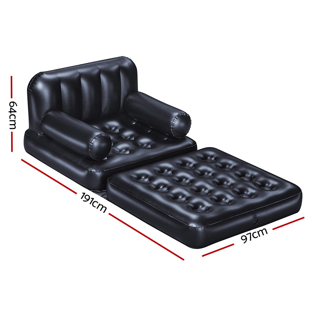 Mirah Inflatable Air Chair Seat Lounge Couch Lazy Sofa Blow Up Ottoman - Black