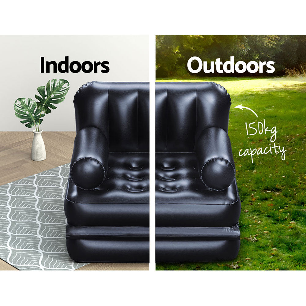 Mirah Inflatable Air Chair Seat Lounge Couch Lazy Sofa Blow Up Ottoman - Black