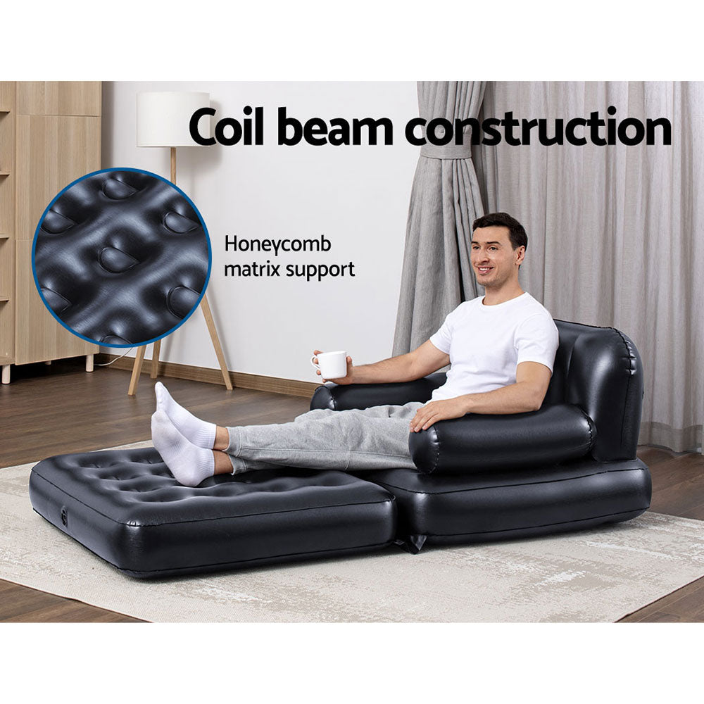 Mirah Inflatable Air Chair Seat Lounge Couch Lazy Sofa Blow Up Ottoman - Black