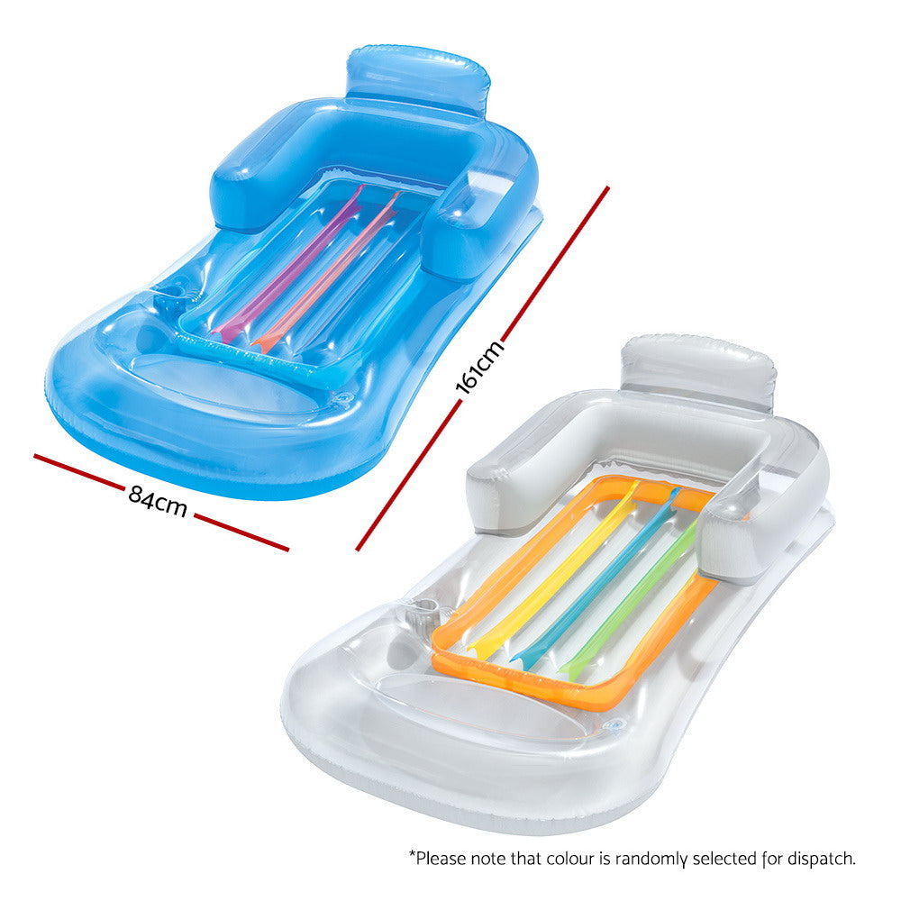 Factory Buys Pool Float Inflatable Lounge Seat Pillow Bed Cup Holder