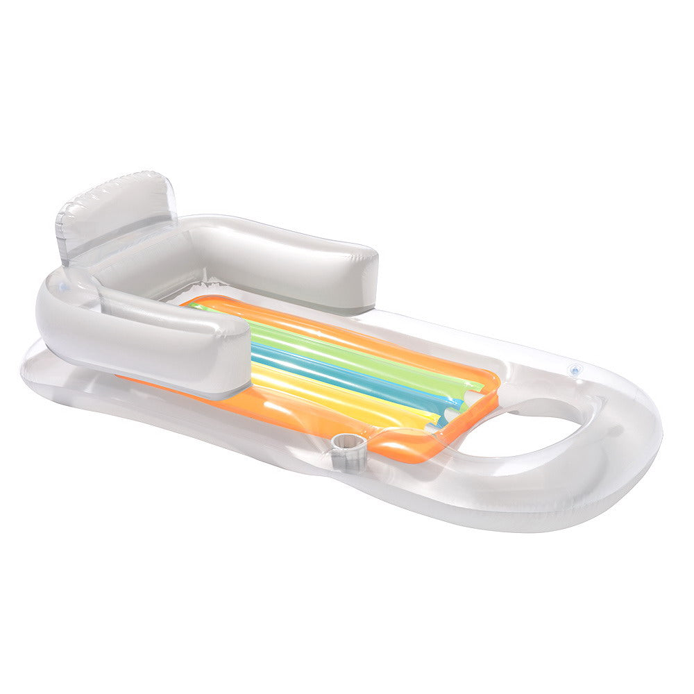 Factory Buys Pool Float Inflatable Lounge Seat Pillow Bed Cup Holder