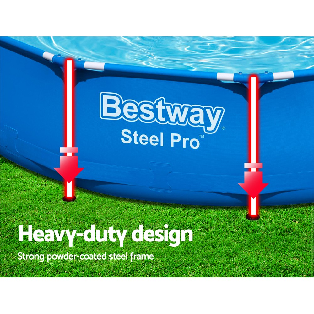 Bestway Swimming Pool 366x76cm Steel Frame Round Above Ground Pools 6473L with Filter Pump