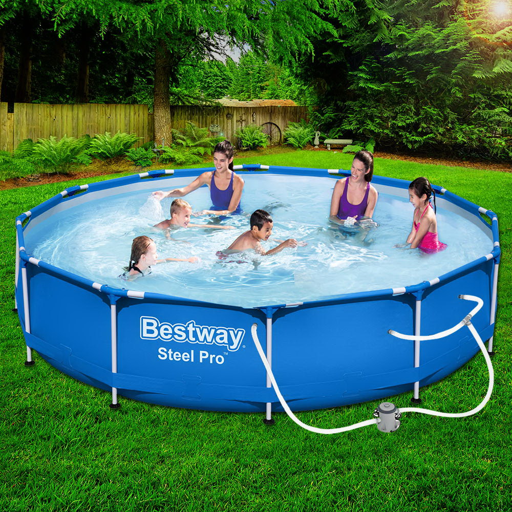 Bestway Swimming Pool 366x76cm Steel Frame Round Above Ground Pools 6473L with Filter Pump