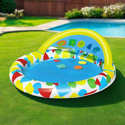 Bestway Kids Pool 120x117x46cm Inflatable Play Swimming Pools w/ Canopy 45L